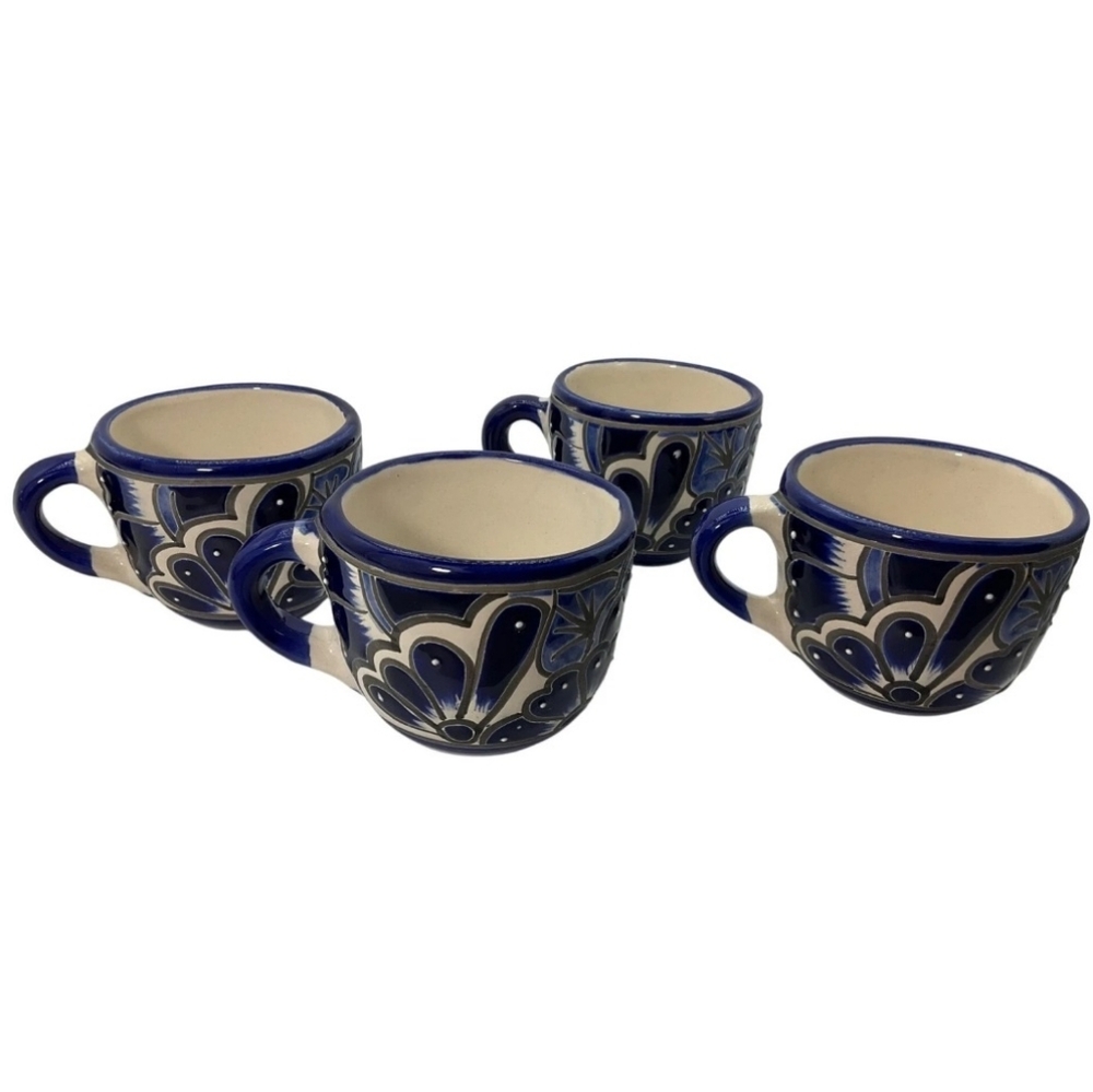 New Set 4 Hand-Painted Artisan Handmade Talavera Tea Coffee Cups Mugs